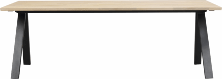 Spisebord Rowico Carradale i hvidkalket eg med sorte metal V-ben 220Ã100 cm